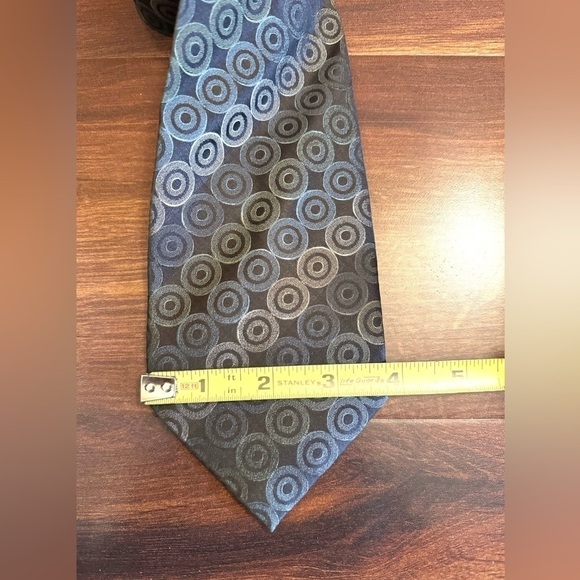 🍂SALE🍂 CALVIN KLEIN Vintage 100% Silk Dark Gray/Green Geometric Tie - Picture 9 of 10